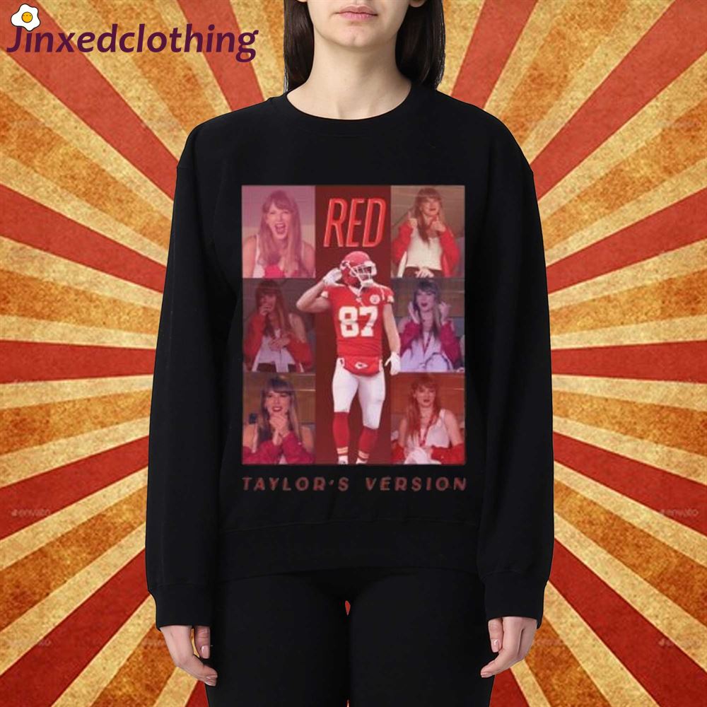 Taylor Swift Travis Kelce Kansas City Kc Chiefs Eras Tour Shirt Red Taylors Version T-shirt 